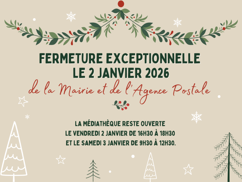 Horaires de l'Espace Citoyen et Culturel durant les Fêtes 