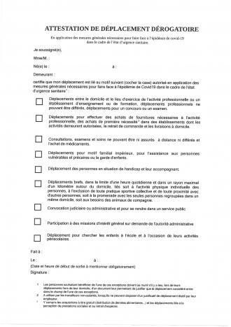 Autorisation de déplacement